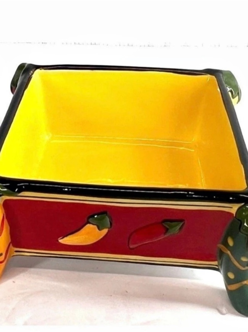 Avon Spicy Hot Serving Dish Ceramic Serving Dish Red & Yellow Like New